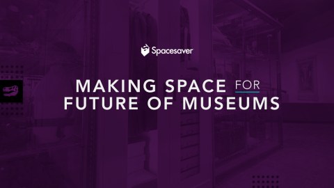 A graphic with the Spacesaver logo and the text "Making Space for Future of Museums"