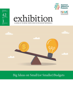 Cover of Exhibition Journal with a drawn seesaw with a gold coin on the higher end and a lightbulb on the lower end.