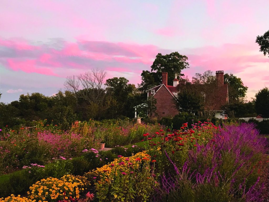 A sunset over the historic mansion.