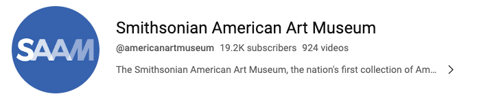 The profile picture of the Smithsonian American Art Museum's YouTube channel shows its logo on a white background