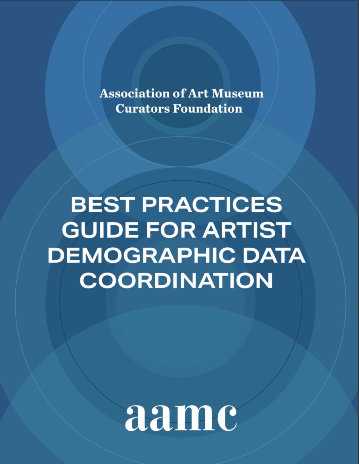A graphic reading "Association of Art Museum Curators Foundation Best Practices Guide for Artist Demographic Data Coordination"