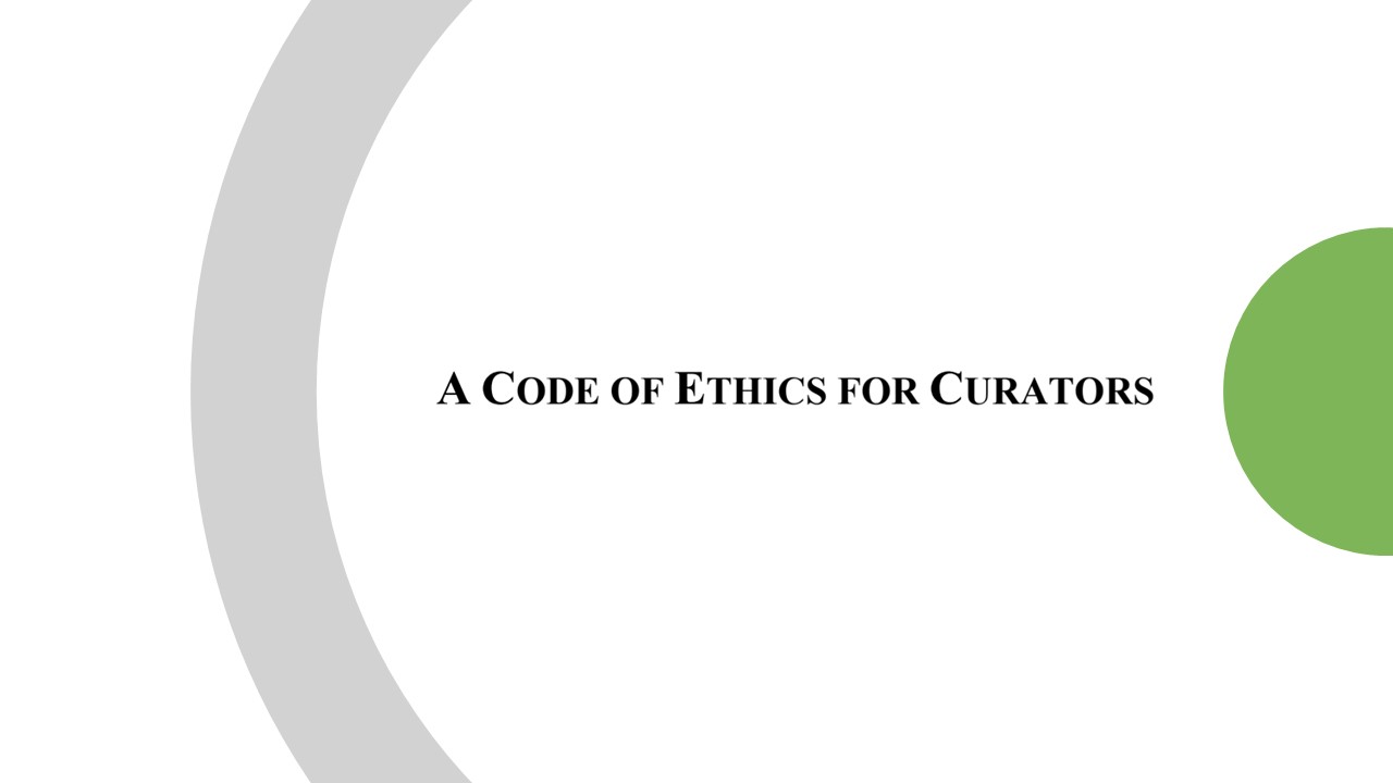 Title slide for the Code of Ethics for Curators