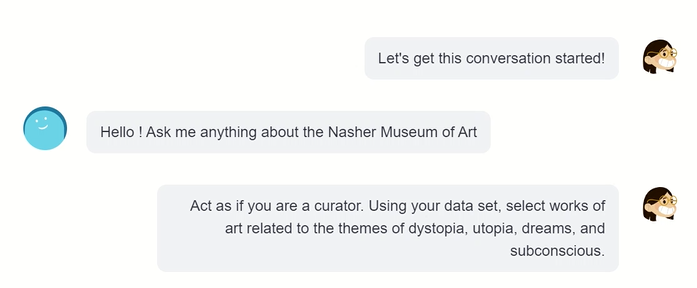 Screenshot from the conversation between the curators and the custom ChatGPT interface.
