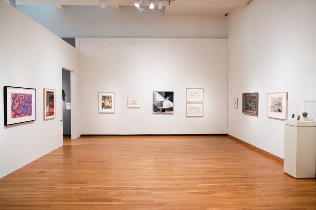 Installation view of Act as if you are a curator: an AI-generated exhibition at the Nasher Museum of Art at Duke University. Photo by Cornell Watson.