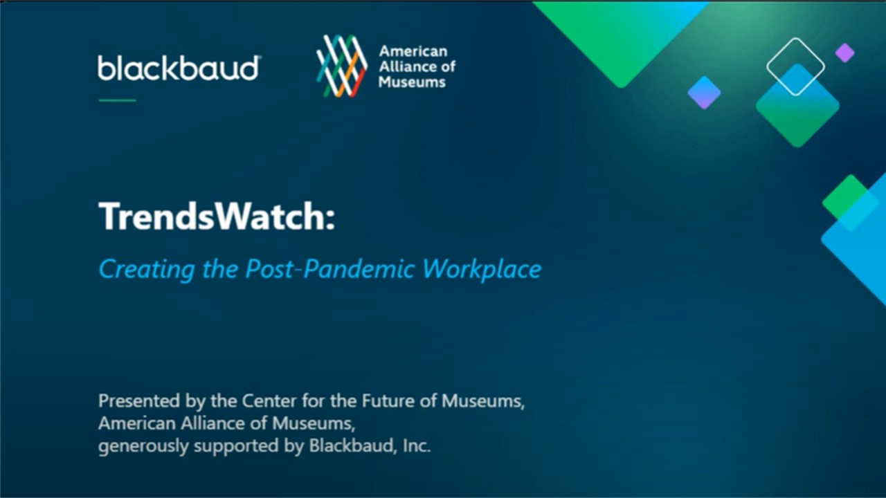 Screenshot of the opening slide for the TrendsWatch: Creating the Post Pandemic Workplace webinar.