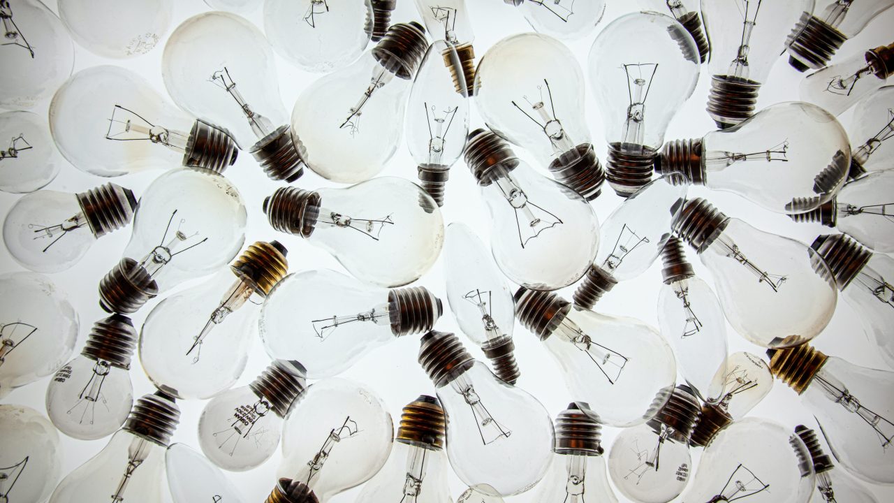An array of lightbulbs