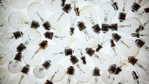 An array of lightbulbs