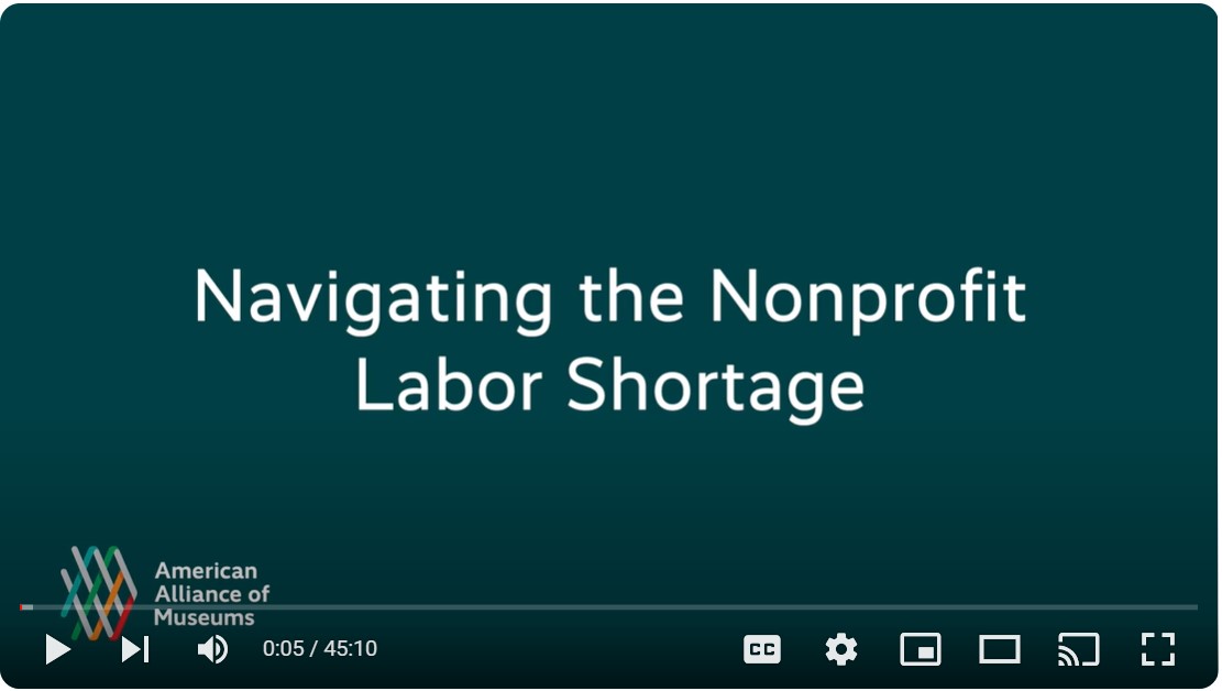 Screenshot of the Navigating the Nonprofit Labor Shortage webinar