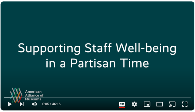Screenshot of the video Supporting Staff Well Being in a Partisan Time