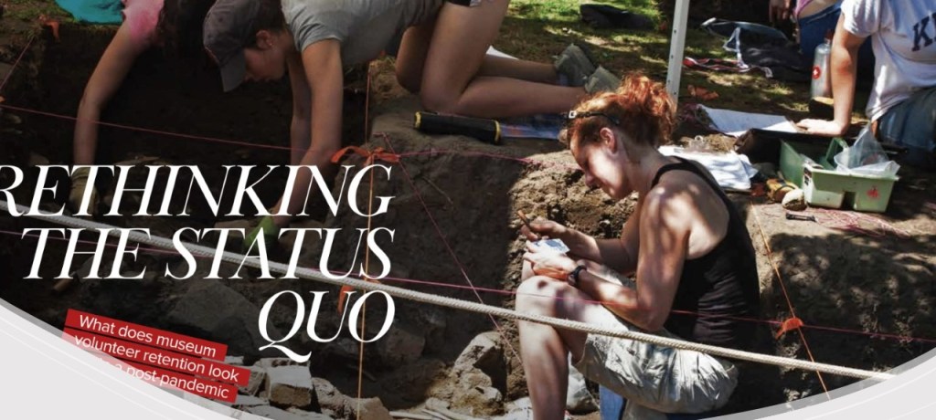 A graphic of people doing an archaeological dig with the text "Rethinking the Status Quo" laid over it