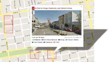 Image of a GPS map with a call out for a particular location shown with an image hovering above.