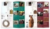 View of an accordian folded newsletter with various images from the museum's collection. 