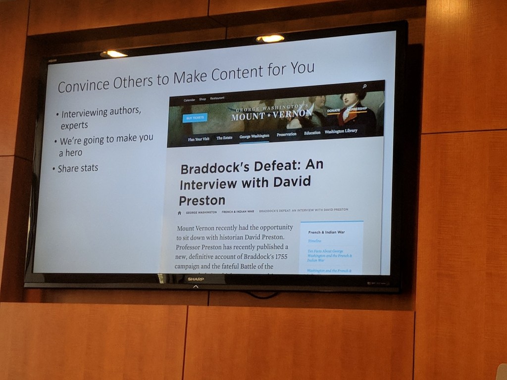 View of a screen with "Convince Others to Make Content for You" displayed on it.