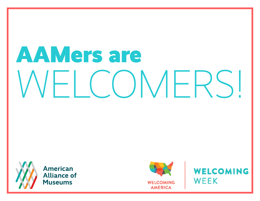 Printable sign that says "AAMers are welcomers!"
