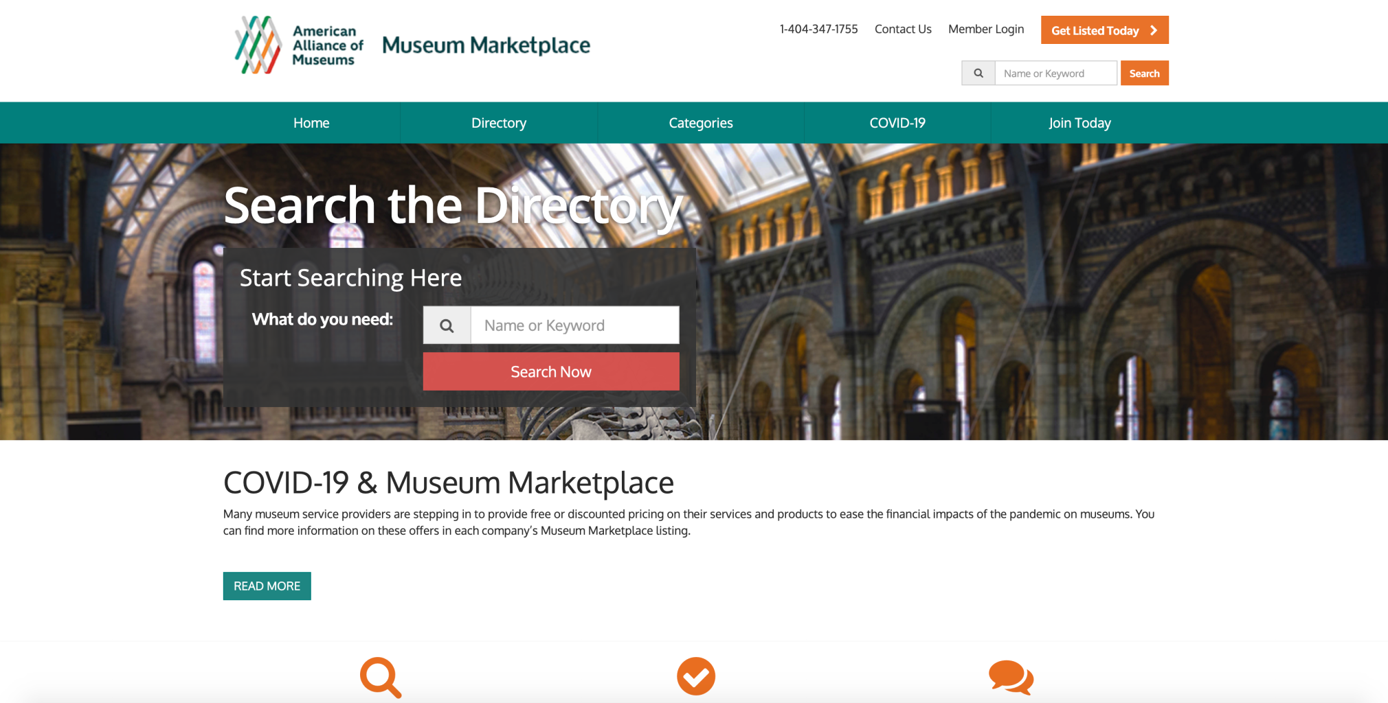 A screenshot of the museum marketplace homepage