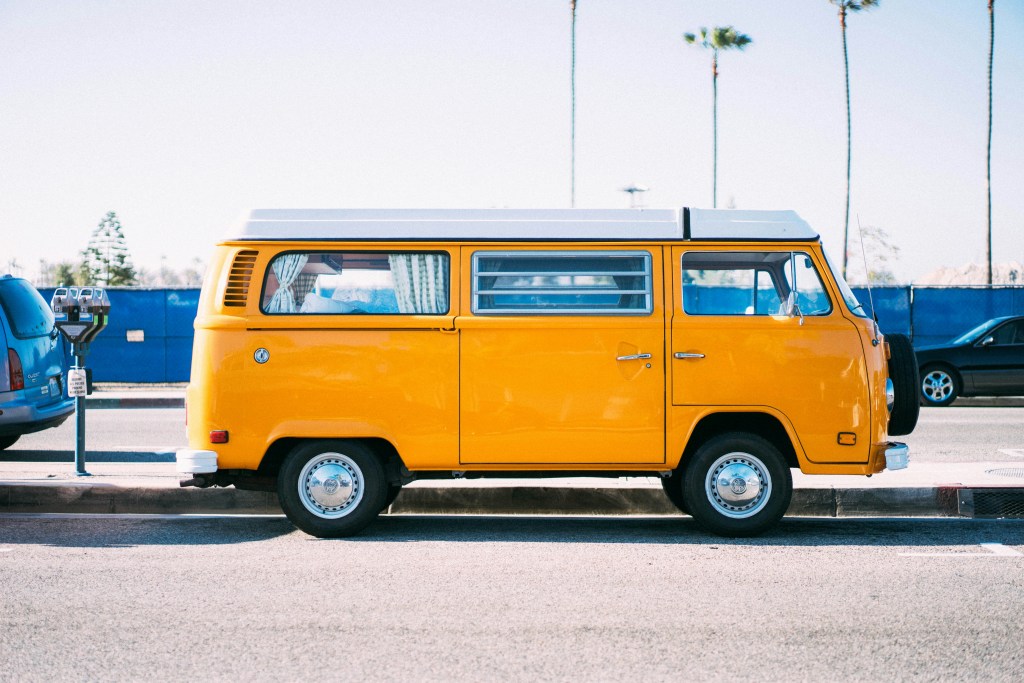 An orange camper van