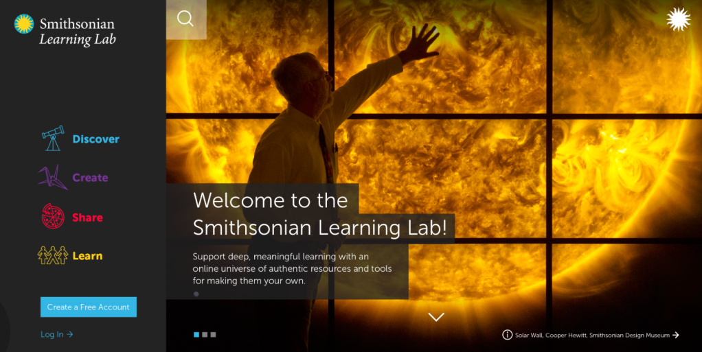 Screenshot of the Smithsonian Learning Lab homepage.