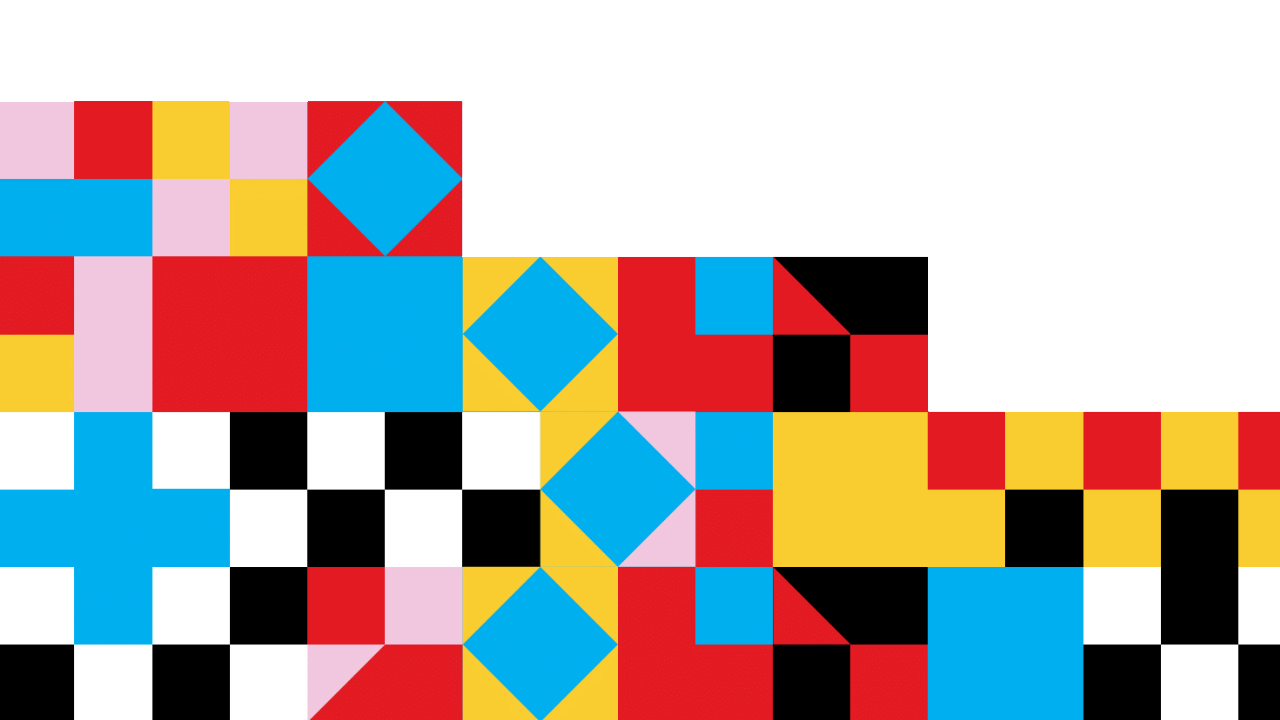 An abstract artwork of multicolored grids