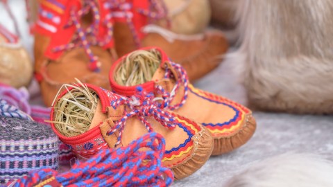 Colorful, beaded Sami footwear for children