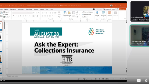 Screenshot of the Ask the Expert webinar with the PowerPoint Presentation on the left and two images of the presenters on the right.