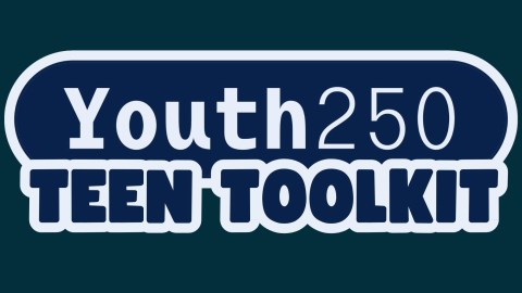 The words Youth 250 Teen Toolkit in white and blue on a navy background.