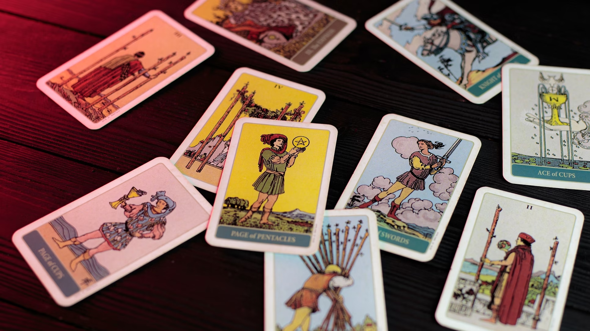 A spread of tarot cards