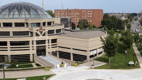 Bird's eye view of the Charles H. Wright Museum of African American History entrance