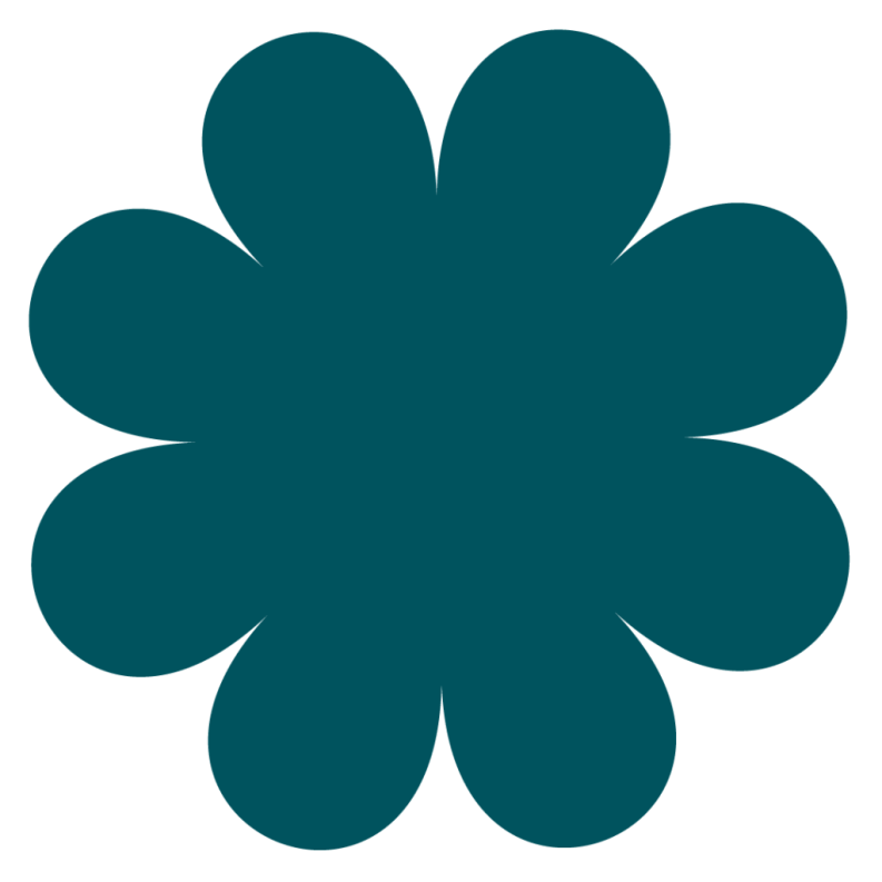 a teal flower shaped icon