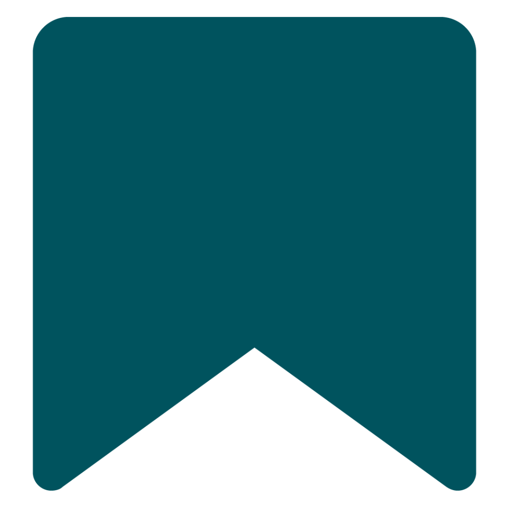 a teal badge shaped icon