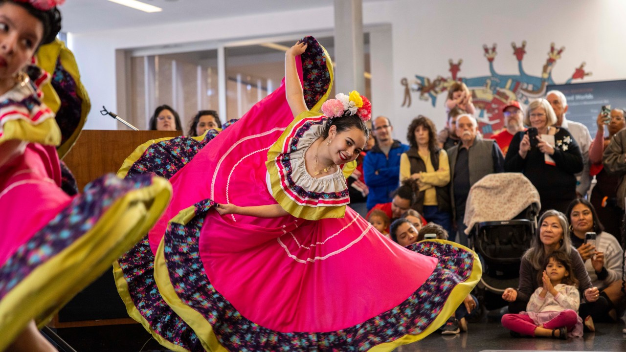 Dancers in traditional Mexican costumes