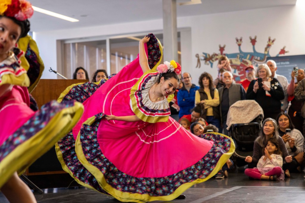 Dancers in traditional Mexican costumes